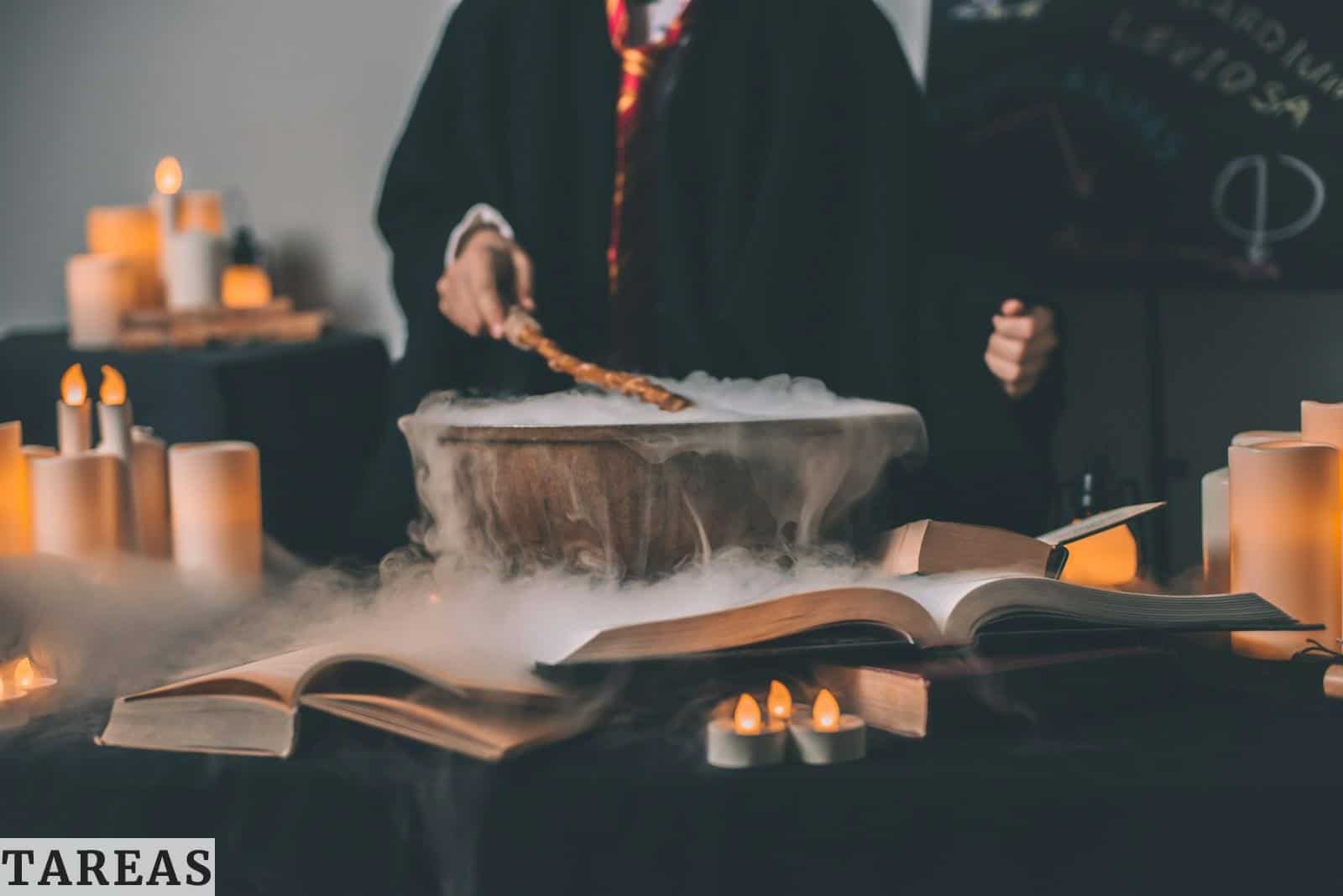 person holding wand on top of bowl